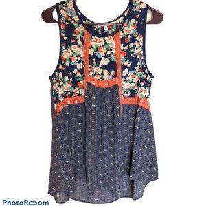 DR2 sleeveless top boho blue & orange - MOVING SALE: ALL TOPS $5 & 20% off 2+